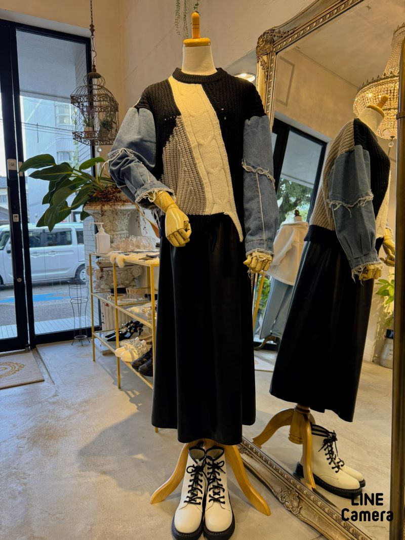 DenimSleeveMixColorニット