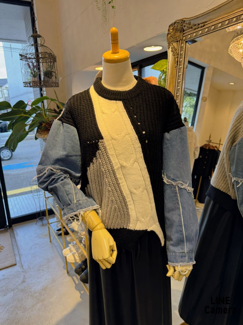 DenimSleeveMixColorニット