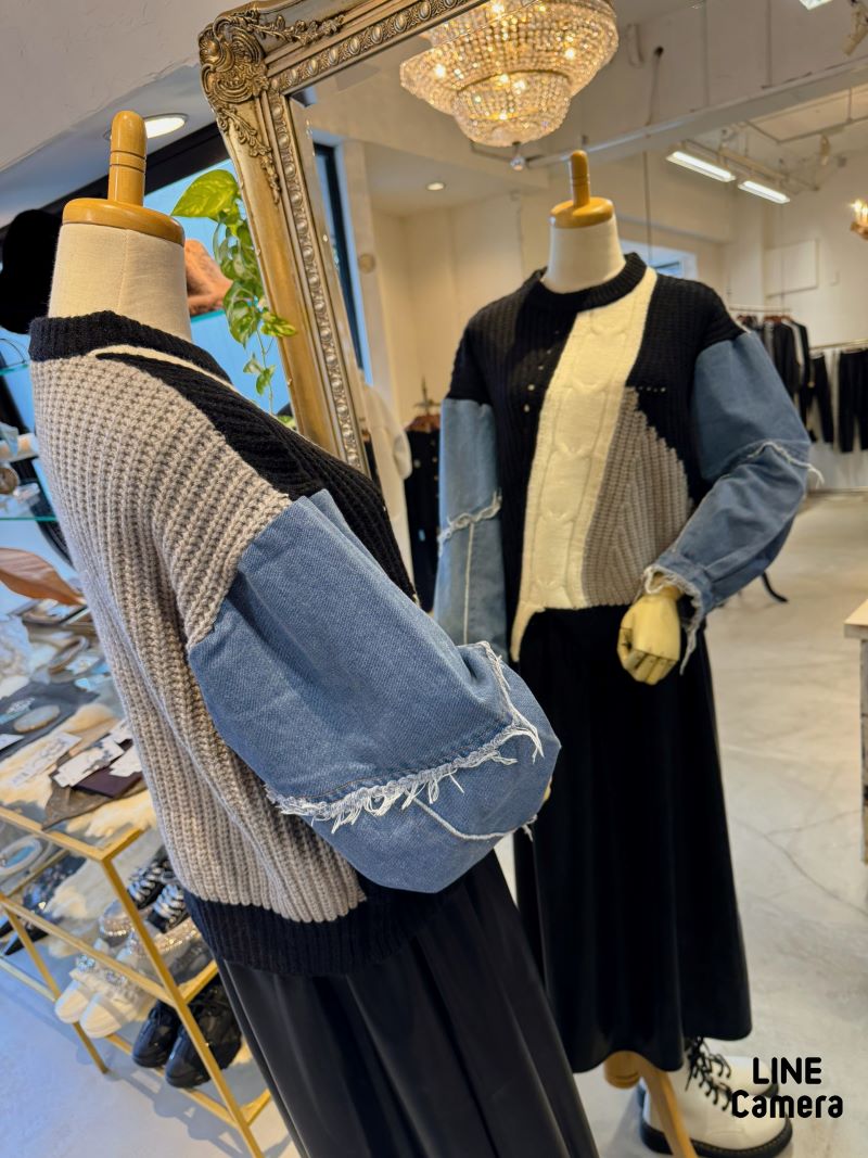 DenimSleeveMixColorニット