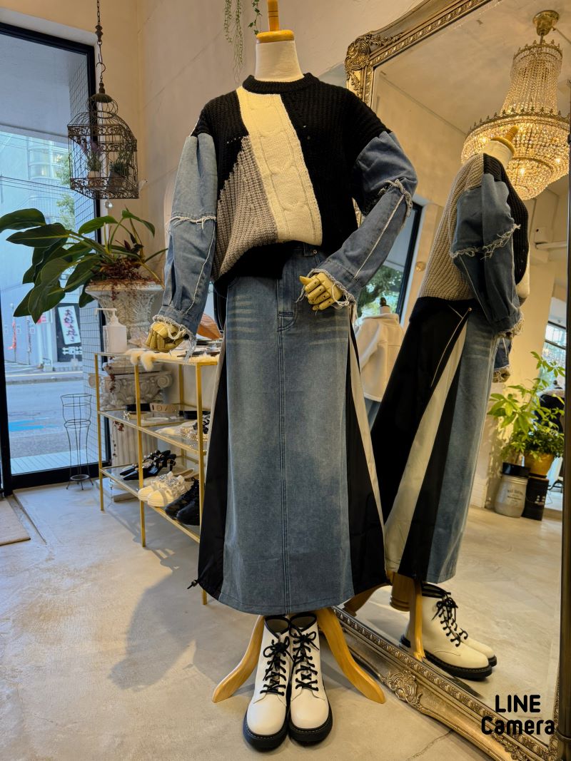 DenimSleeveMixColorニット