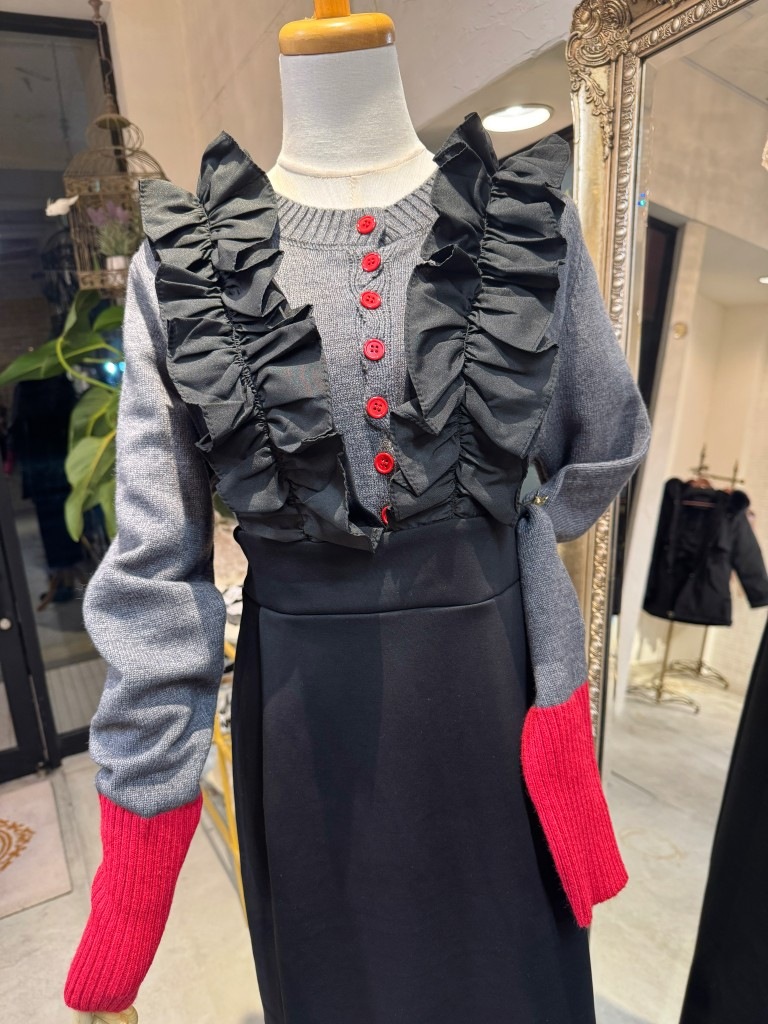 Shoulderフリルサロペットスカート