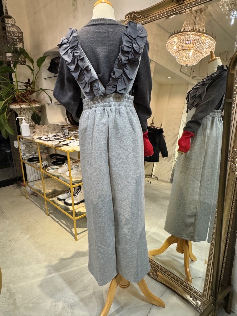 Shoulderフリルサロペットスカート