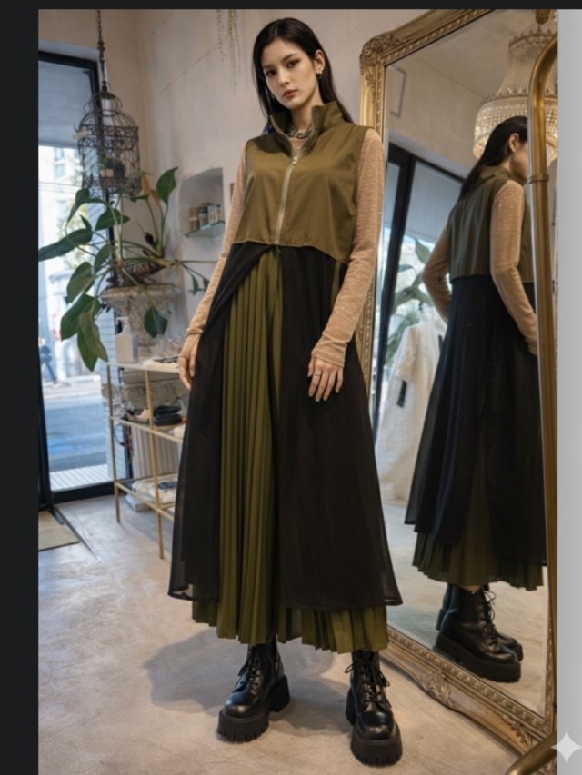 ChiffonLayerdLineLongジレ