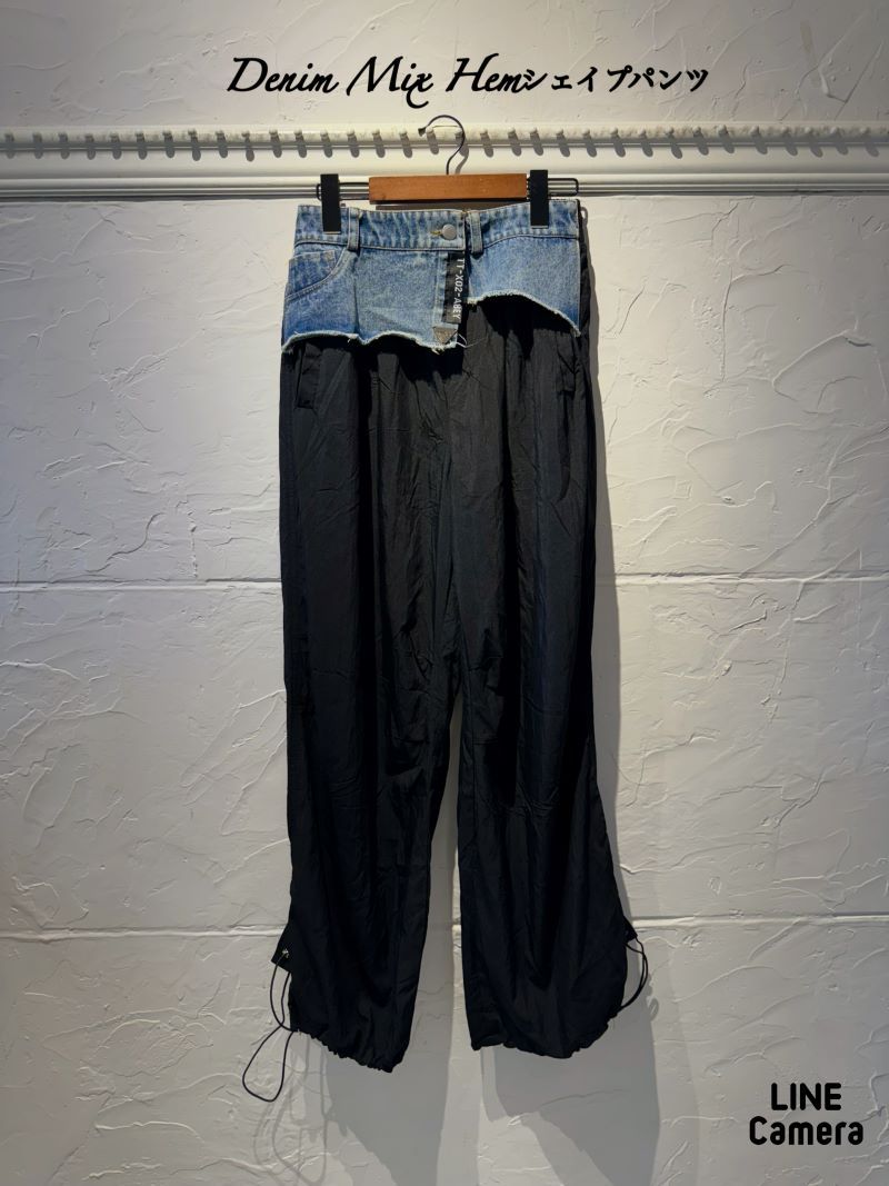 DenimMixHemシェイプパンツ