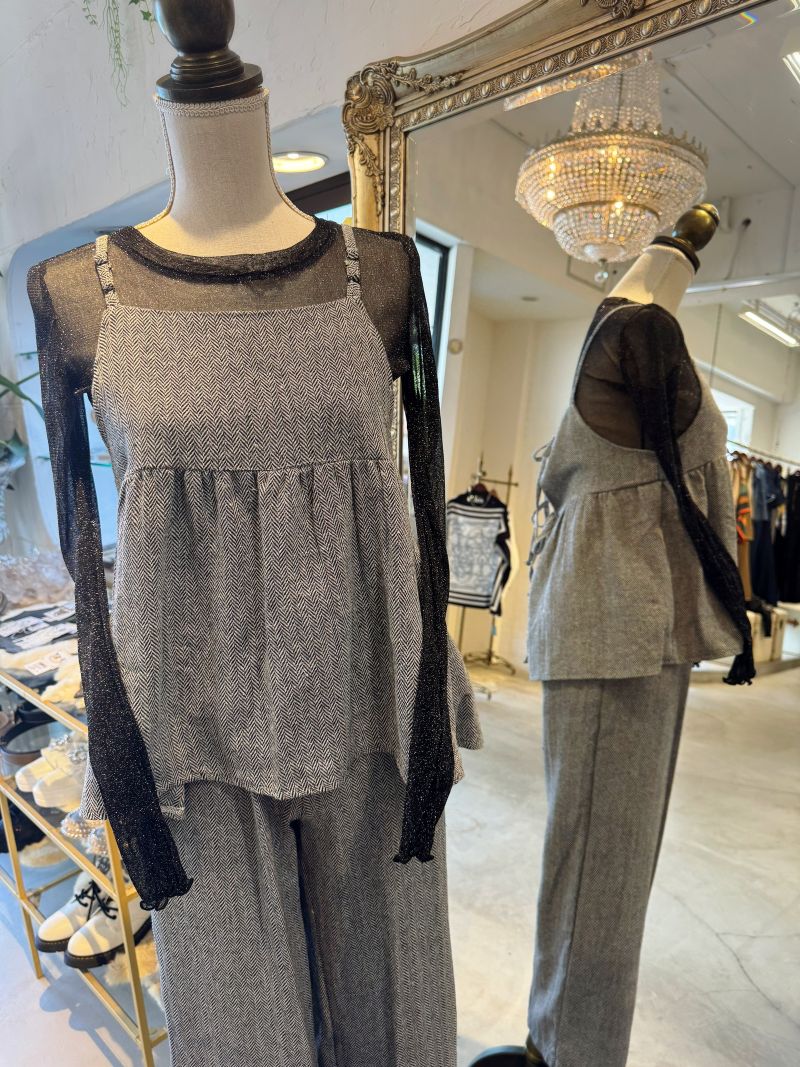 ツイードMixCamisoleTops＋パンツSetup