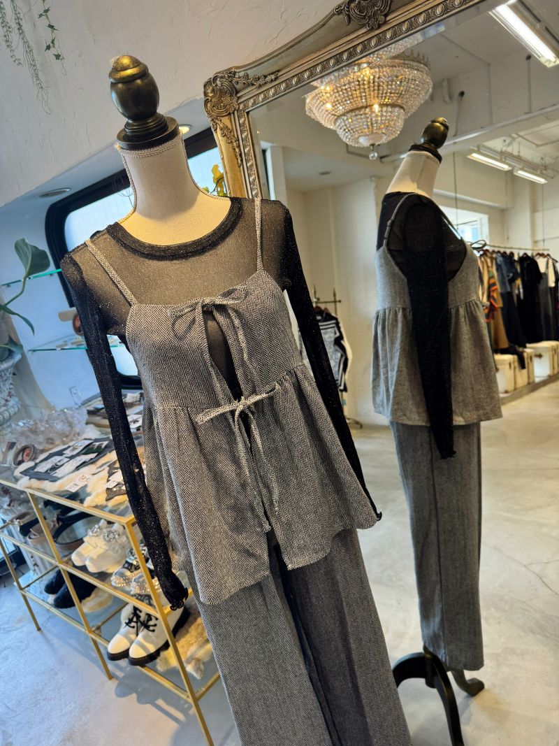 ツイードMixCamisoleTops＋パンツSetup