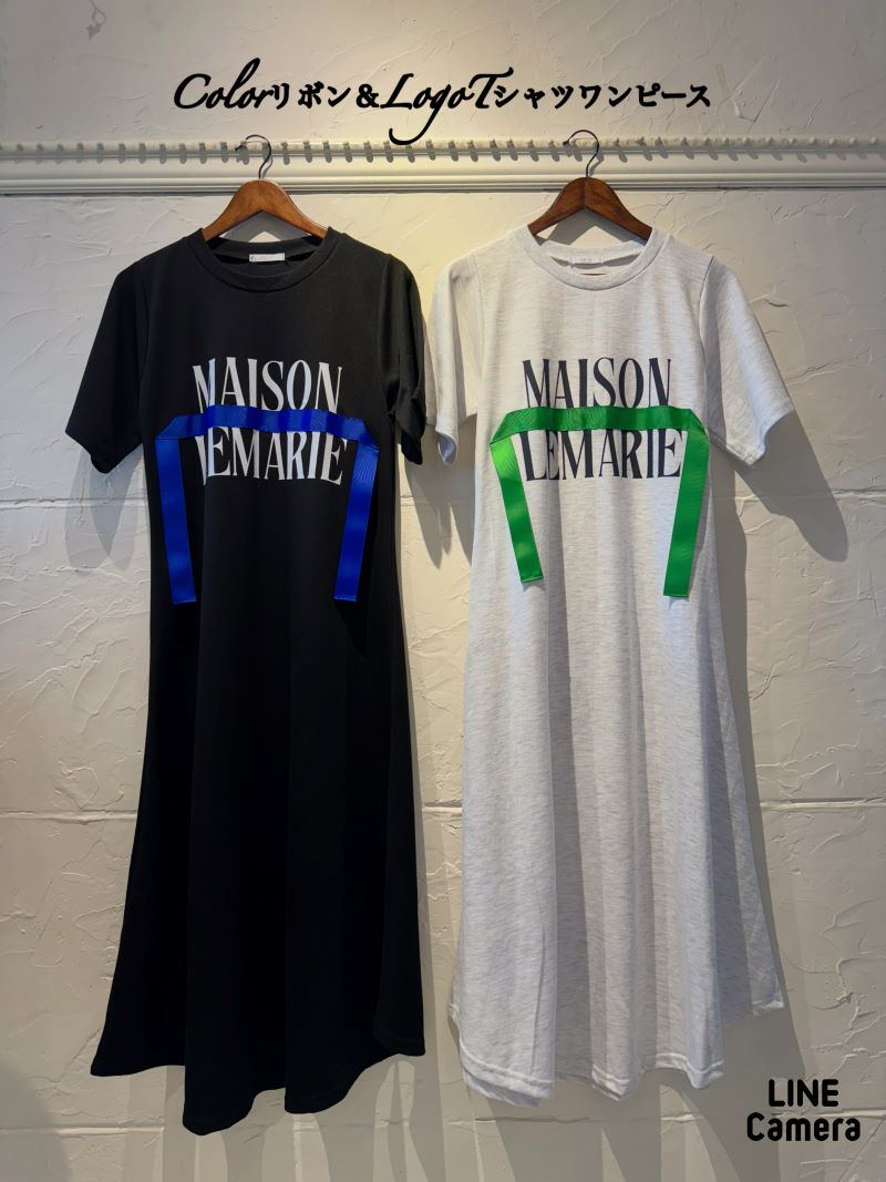 Colorリボン＆LogoTシャツワンピース