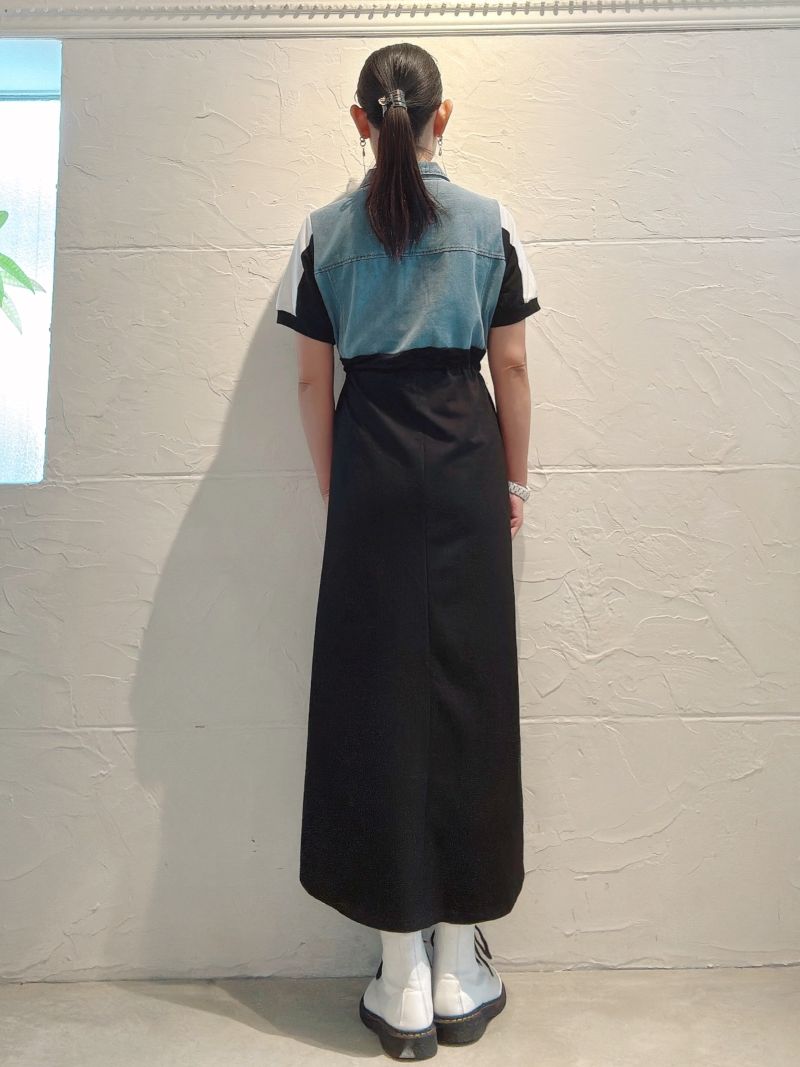 LineDenimMixカスタムシェイプワンピース