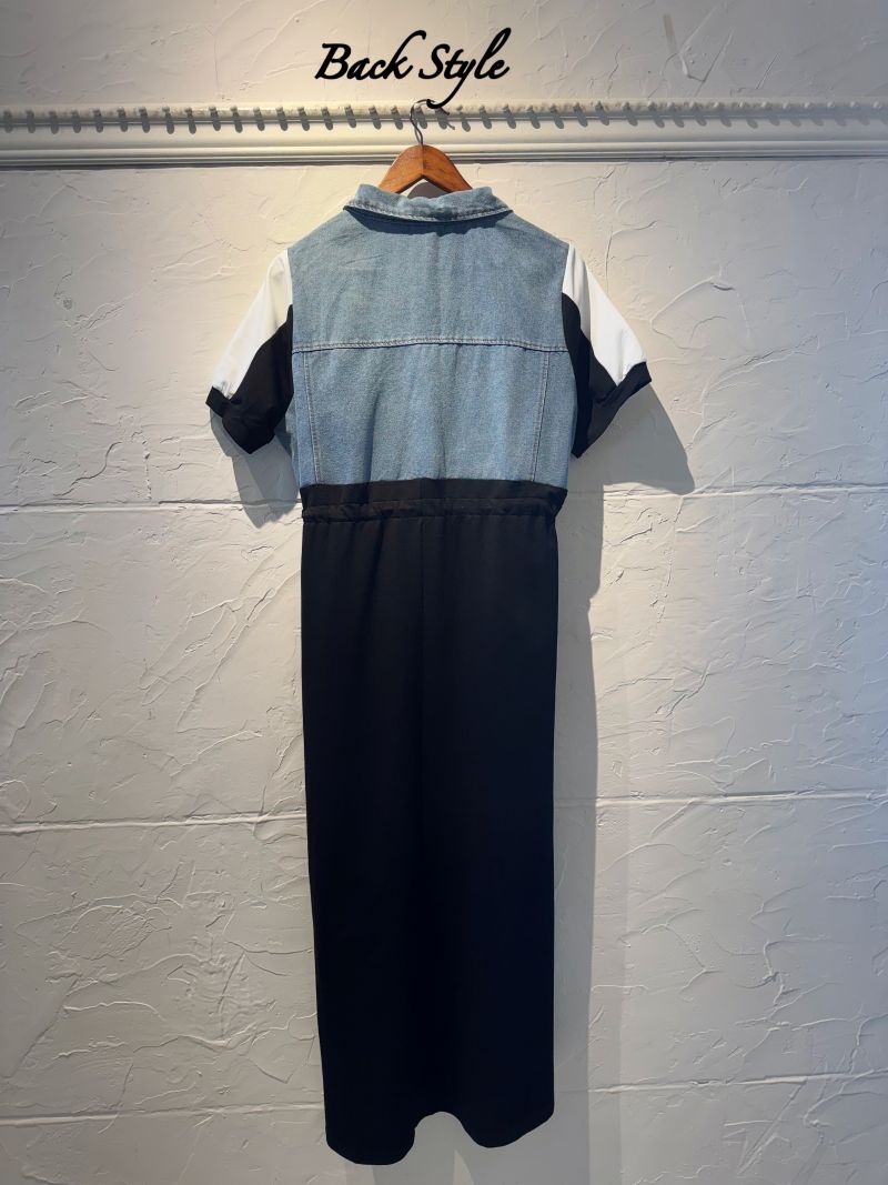 LineDenimMixカスタムシェイプワンピース