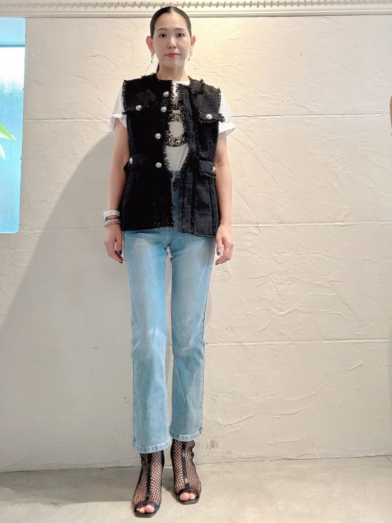 SilverボタンツイードジレJacket | TOPS | Merci 直営通販サイト