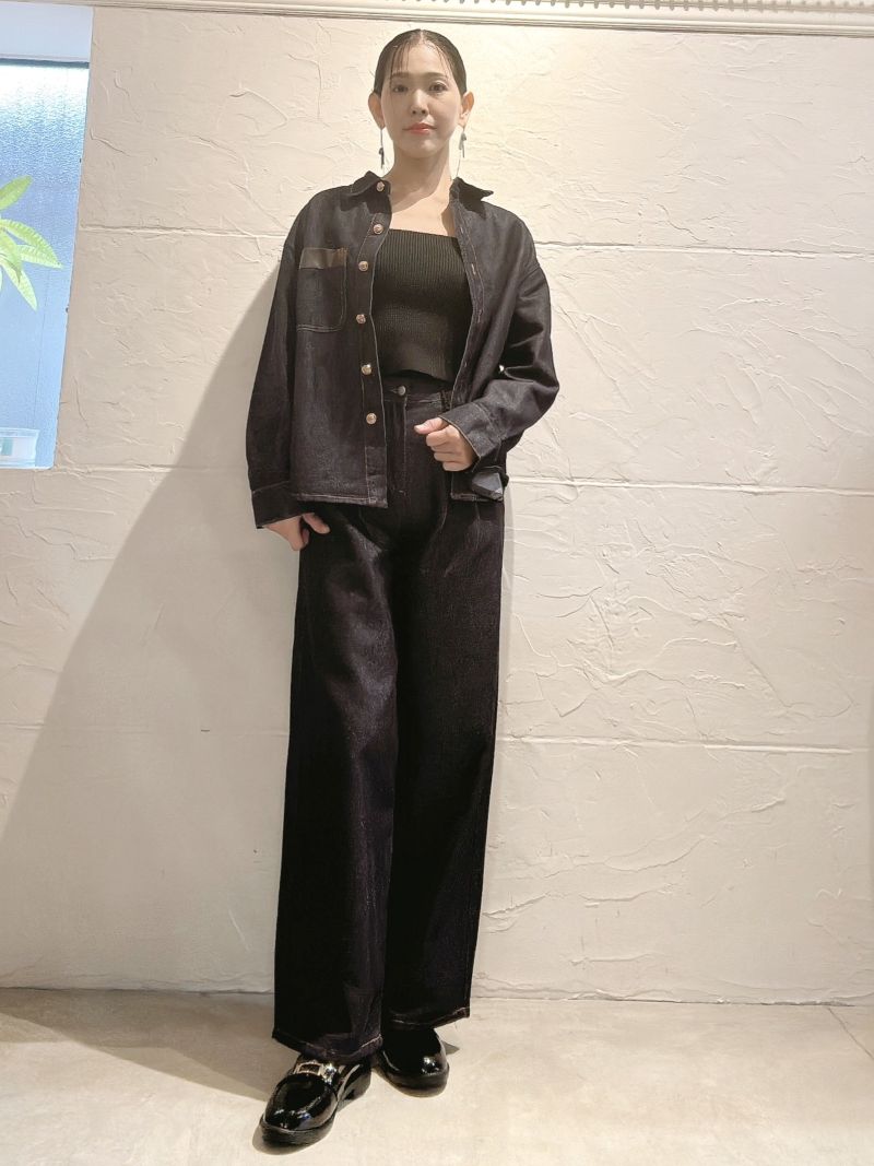 レザーPocketDenimシャツ+DenimパンツSet