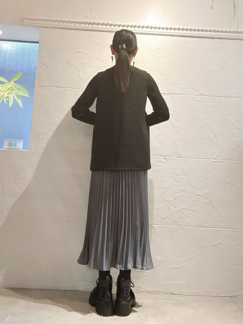 WaistゴムGrayプリーツスカート