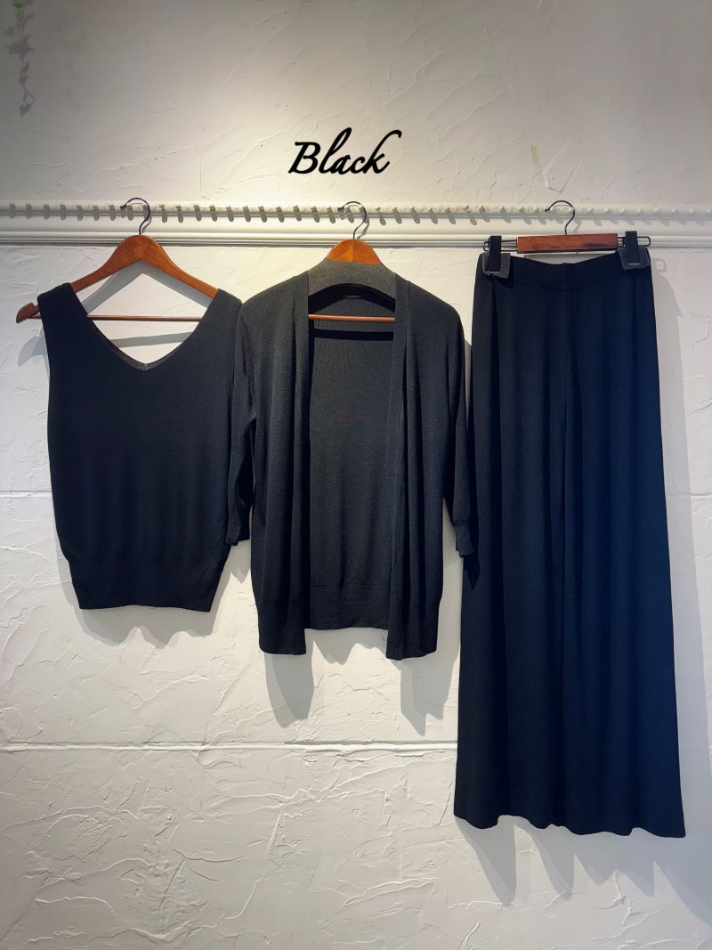 Nosleeveニット＋カーディガン＋パンツ3点Set