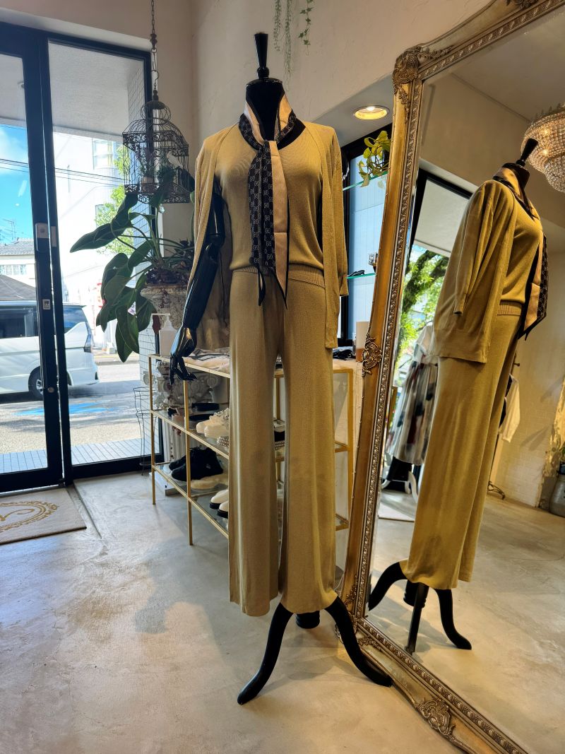 Nosleeveニット＋カーディガン＋パンツ3点Set