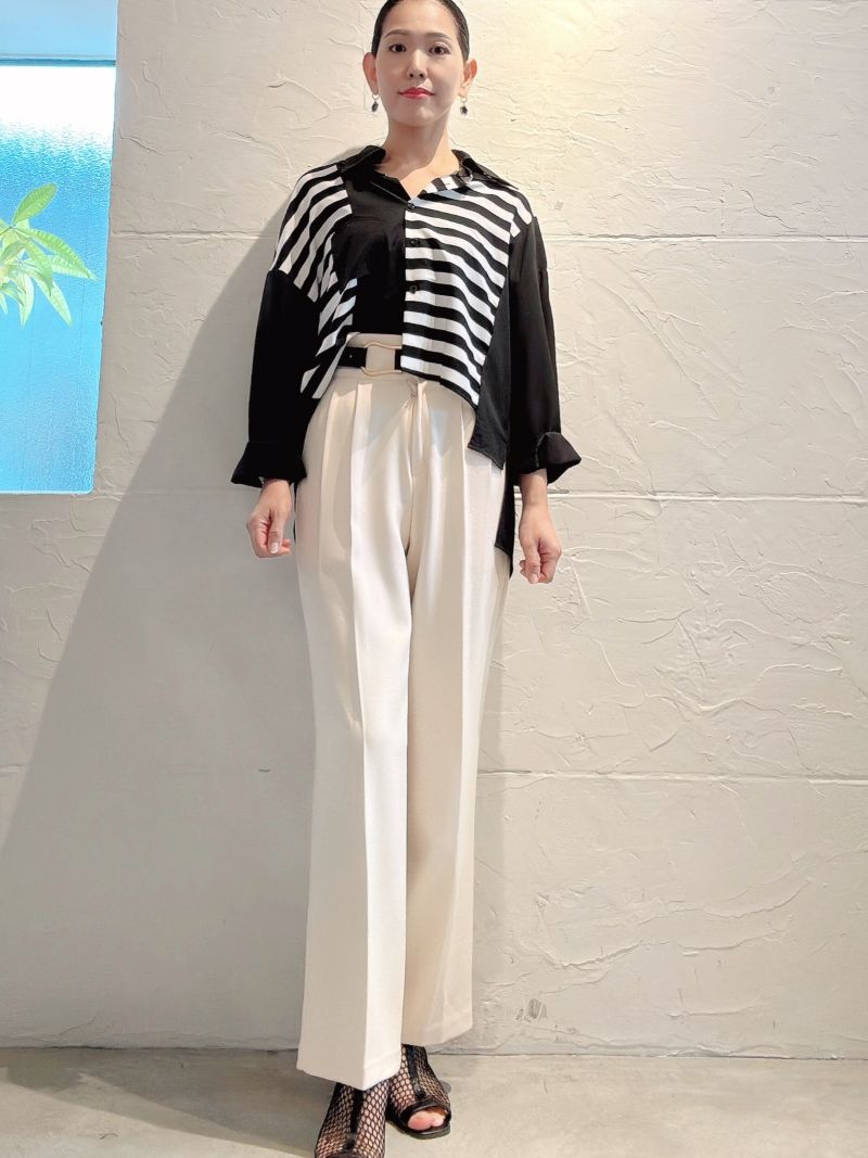 AsymmetryLengthボーダーMixシャツ