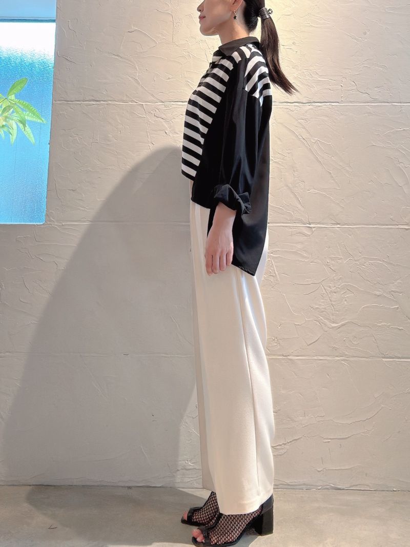 AsymmetryLengthボーダーMixシャツ