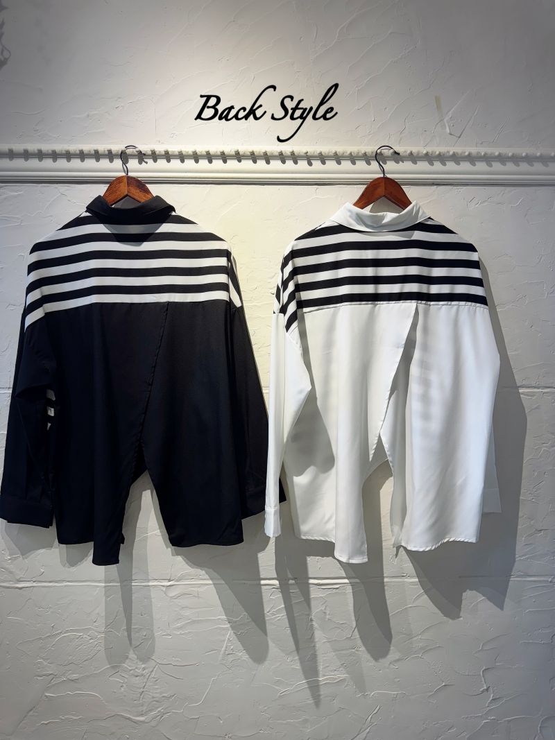 AsymmetryLengthボーダーMixシャツ