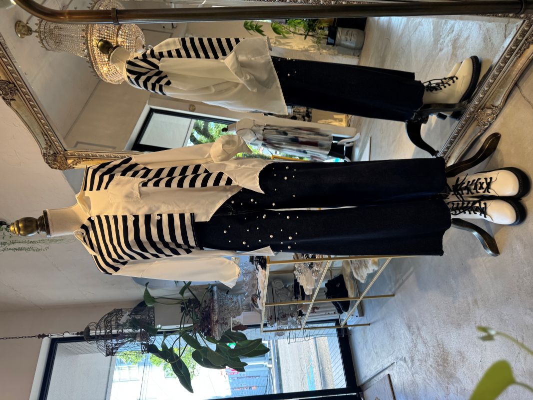 AsymmetryLengthボーダーMixシャツ