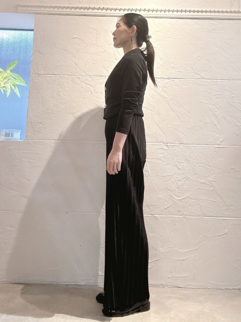 GoldボタンShortJacket+プリーツパンツSetup