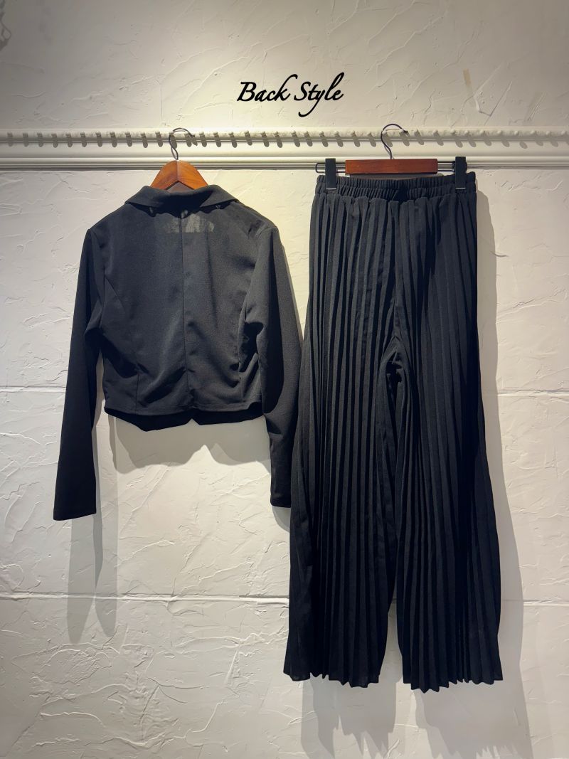 GoldボタンShortJacket+プリーツパンツSetup