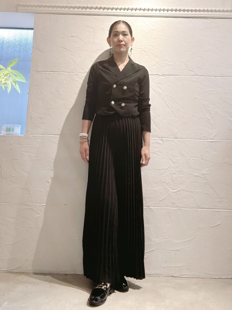 GoldボタンShortJacket+プリーツパンツSetup