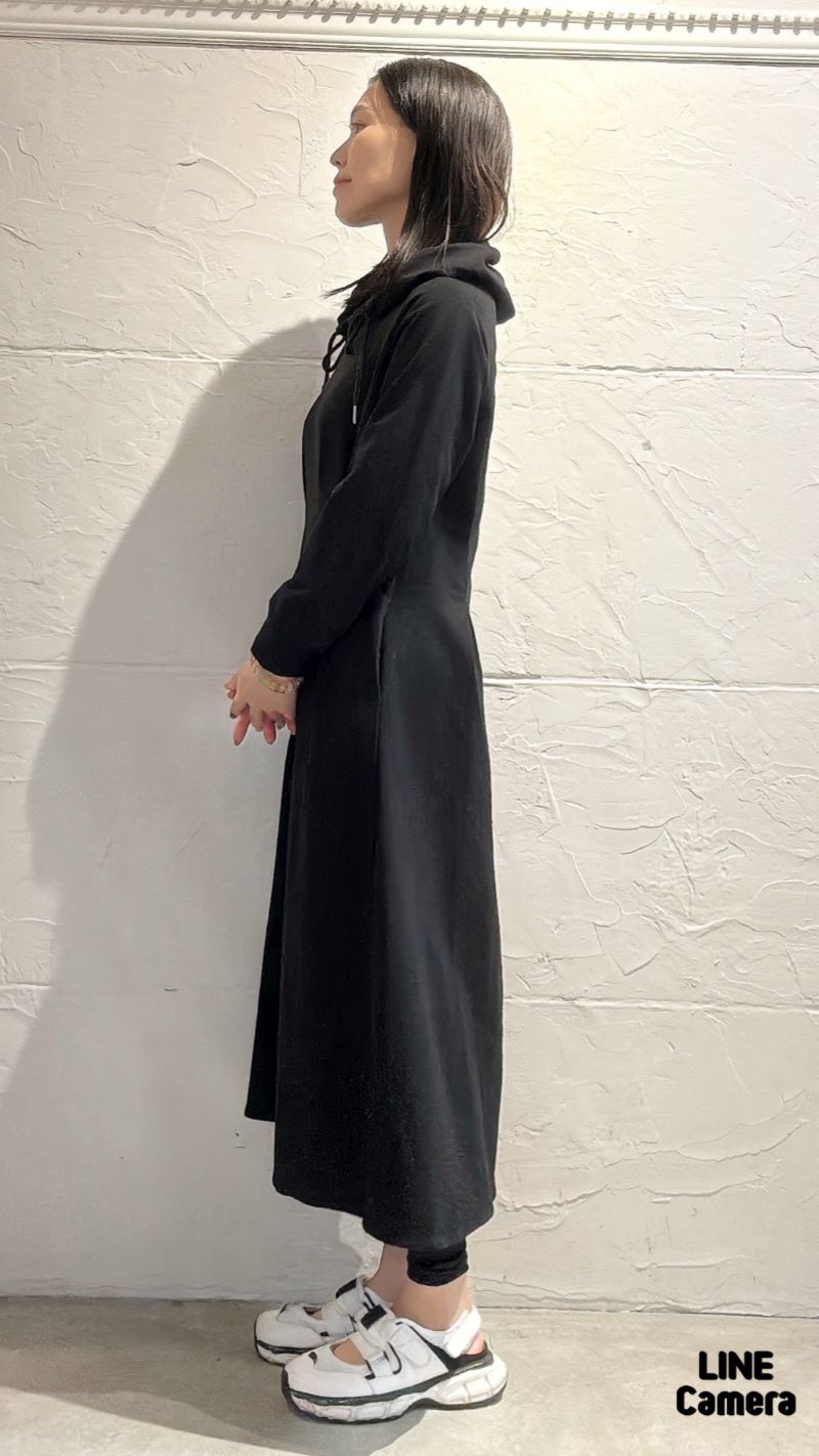 TagタックLineフードスウェットワンピース