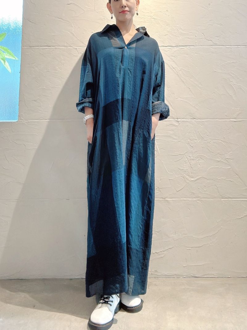 BlueCheckマキシワンピース