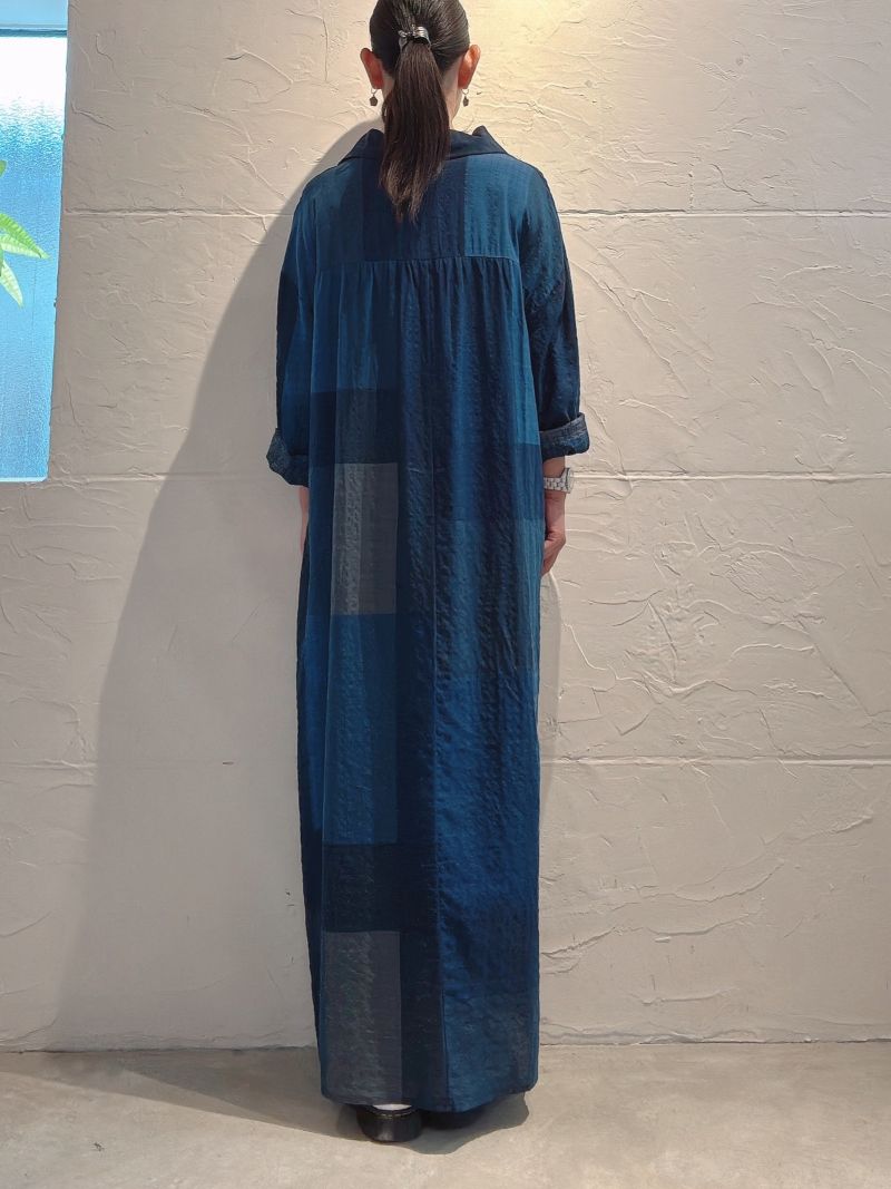 BlueCheckマキシワンピース