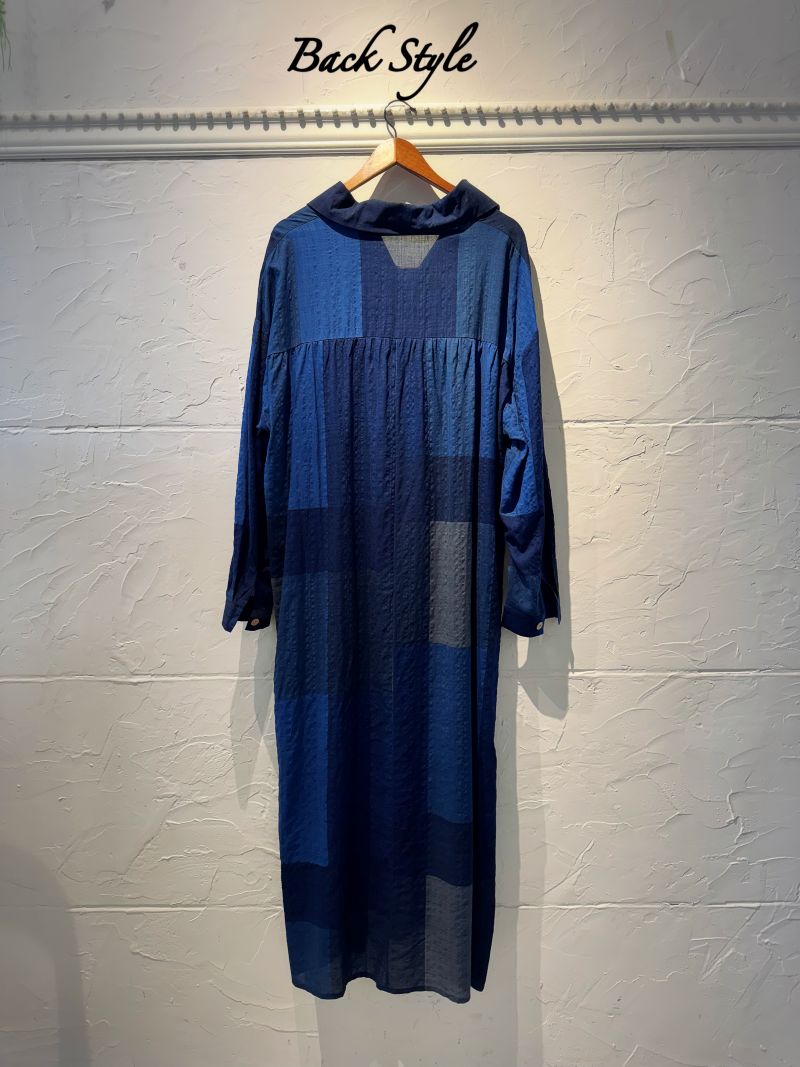 BlueCheckマキシワンピース