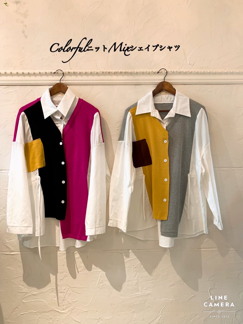 ColorfulニットMixシェイプシャツ