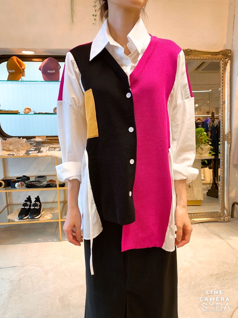 ColorfulニットMixシェイプシャツ