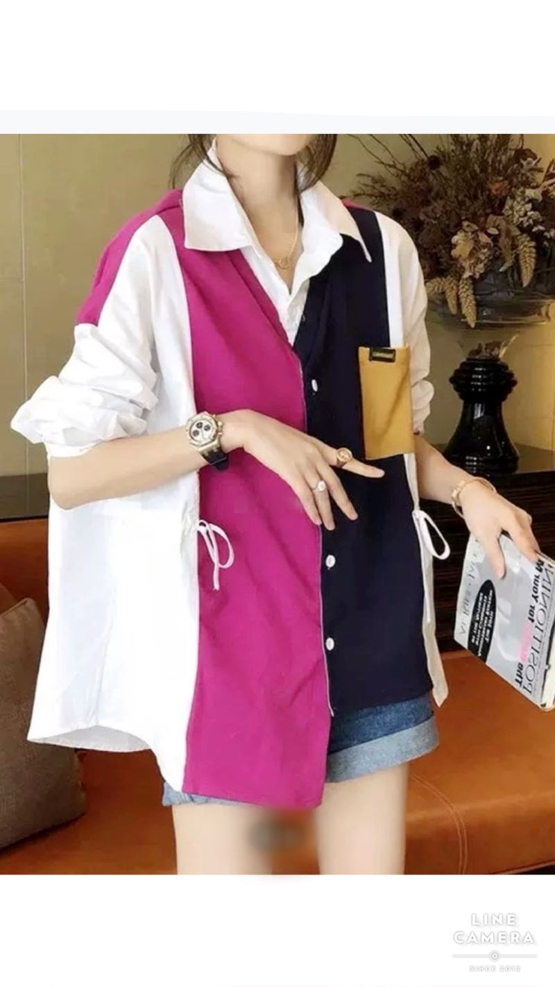 ColorfulニットMixシェイプシャツ