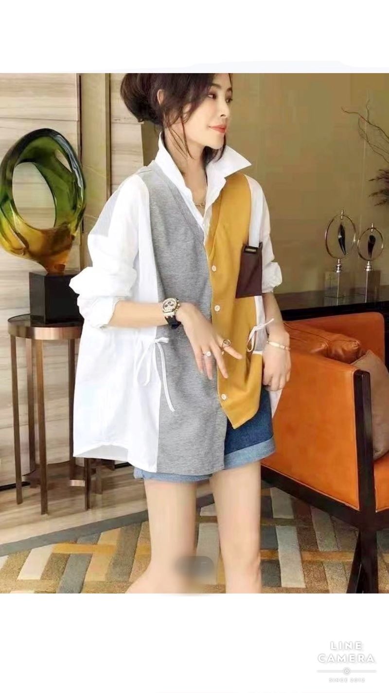 ColorfulニットMixシェイプシャツ