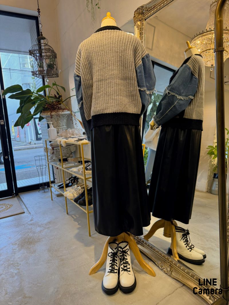 Fakeレザーマキシスカート