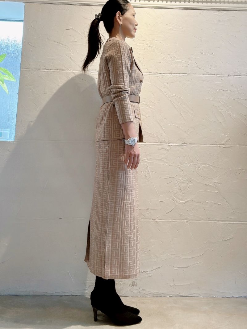 BeltSetニットジャケット＋ニットスカートSetup