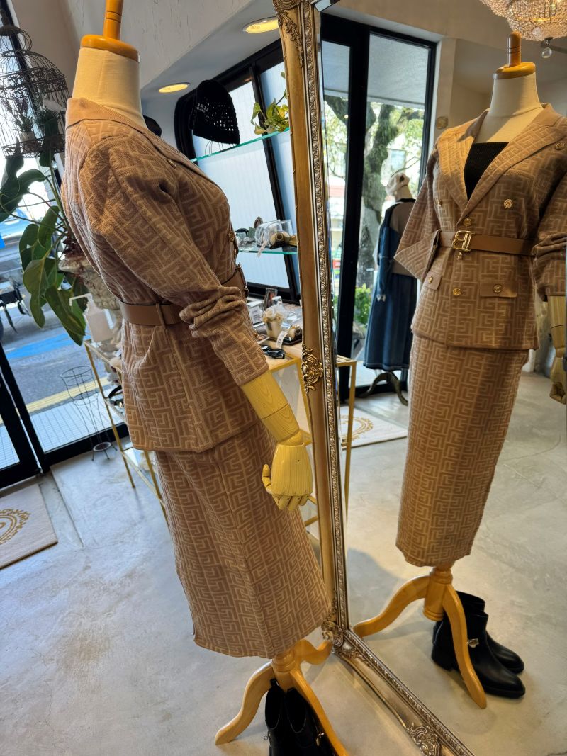 BeltSetニットジャケット＋ニットスカートSetup