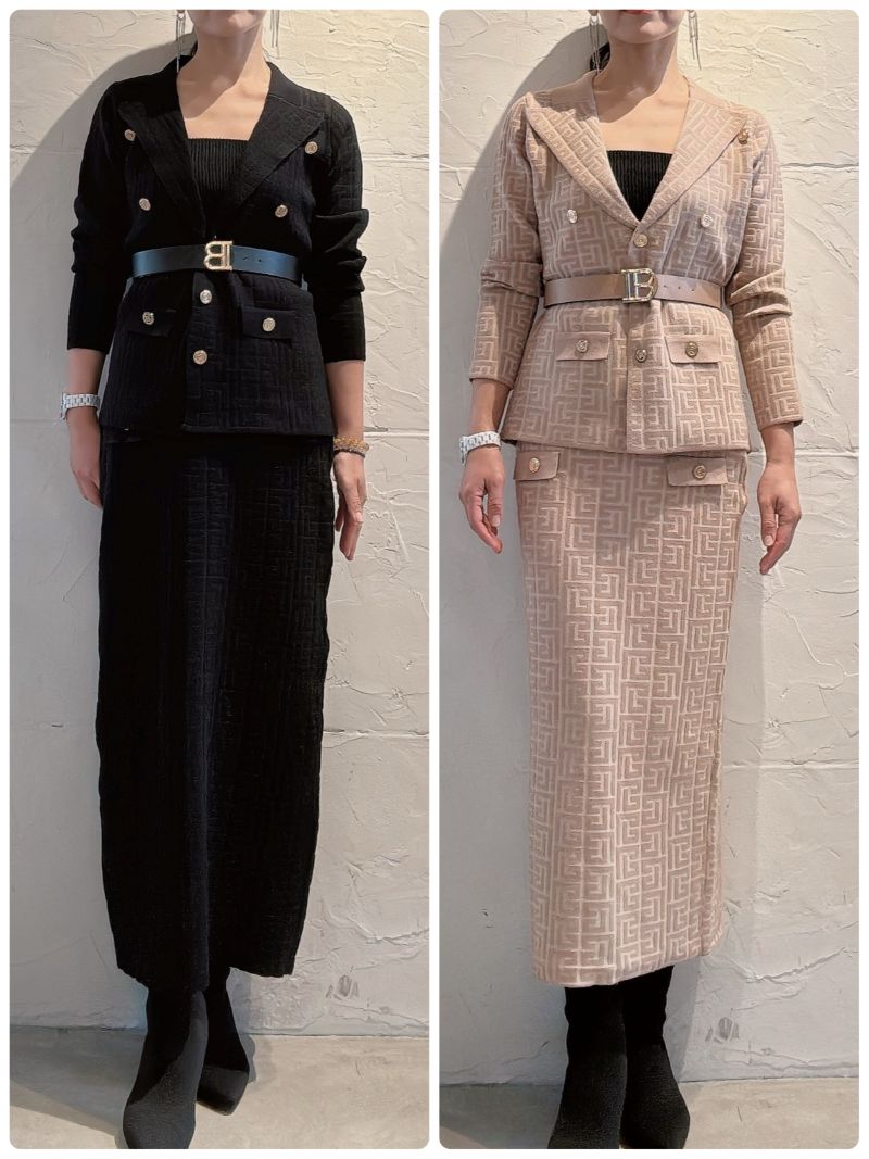 BeltSetニットジャケット＋ニットスカートSetup