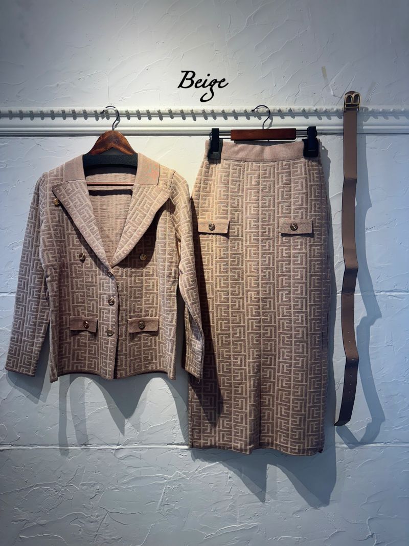 BeltSetニットジャケット＋ニットスカートSetup