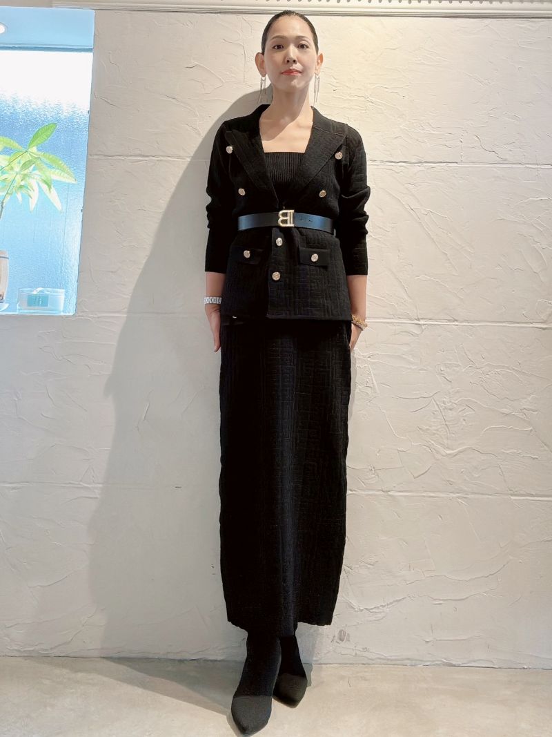 BeltSetニットジャケット＋ニットスカートSetup