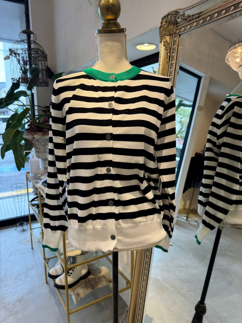 GreenLineボーダーカーディガン