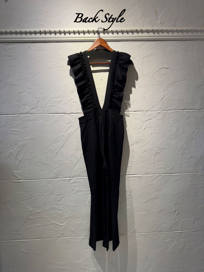 TulleフリルVLineサロペットパンツ