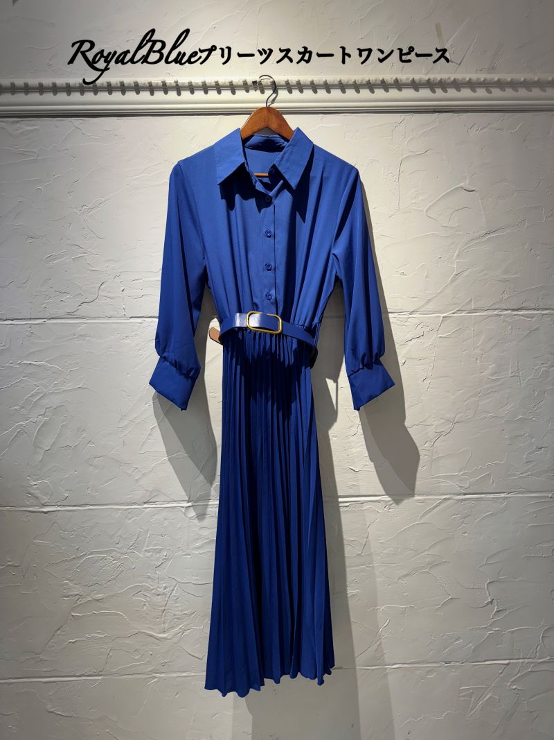 RoyalBlueプリーツスカートワンピース