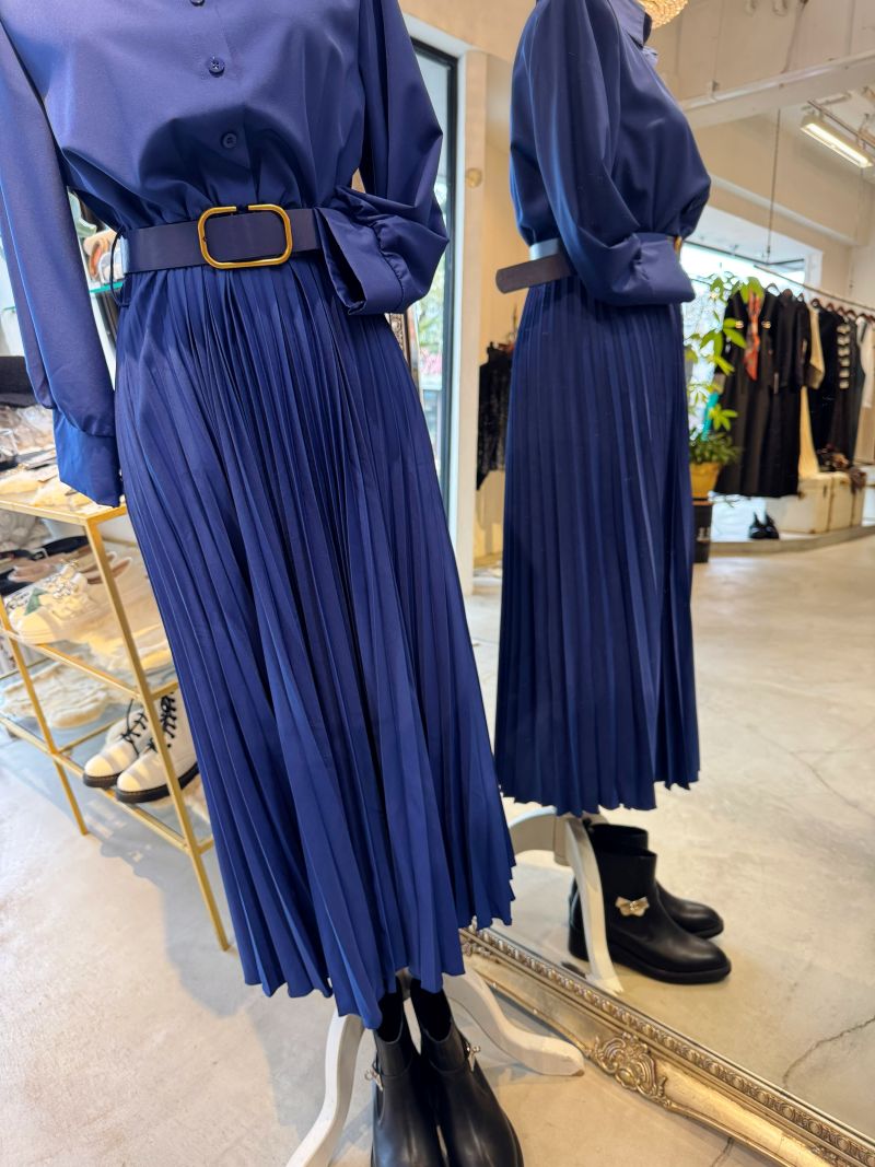 RoyalBlueプリーツスカートワンピース