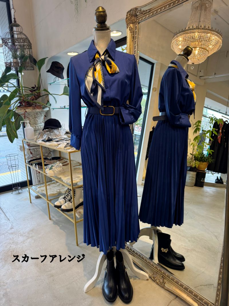 RoyalBlueプリーツスカートワンピース