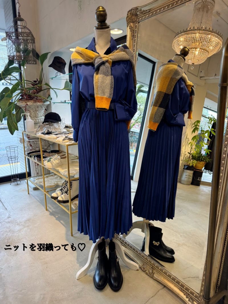 RoyalBlueプリーツスカートワンピース