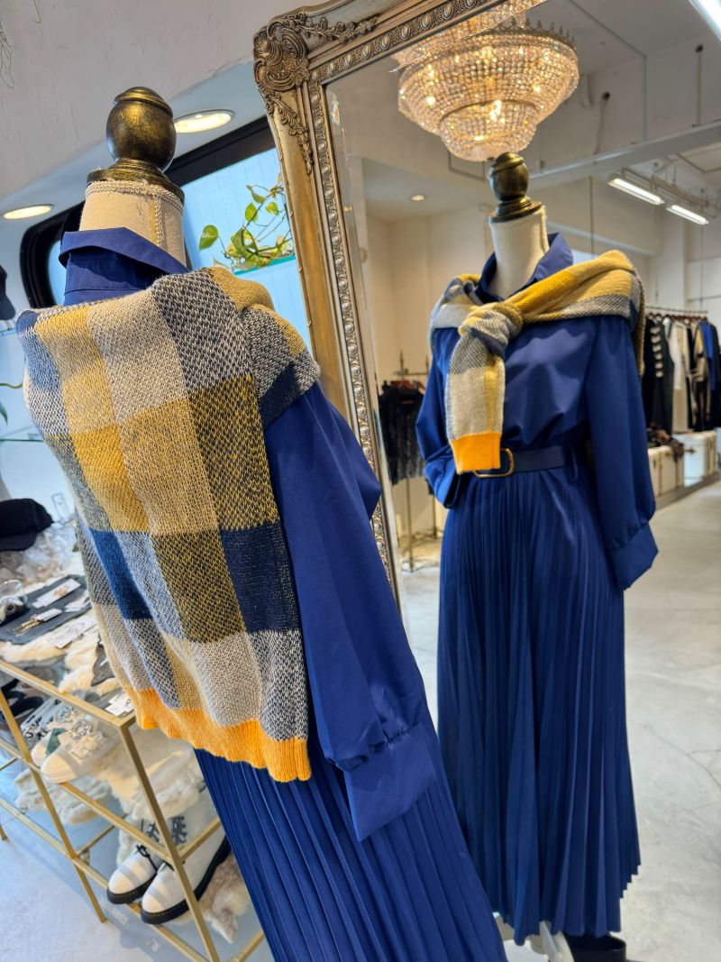 RoyalBlueプリーツスカートワンピース