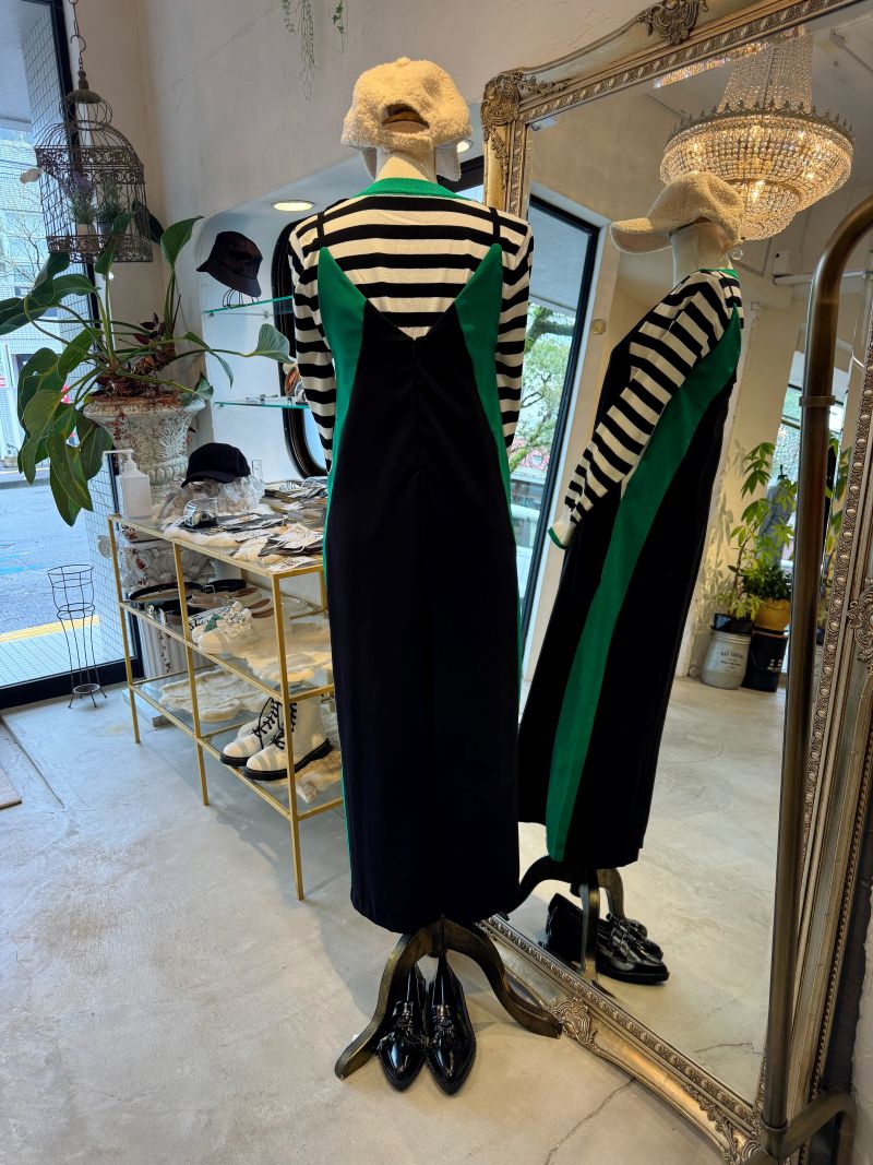 SideGreenLineサロペットパンツ