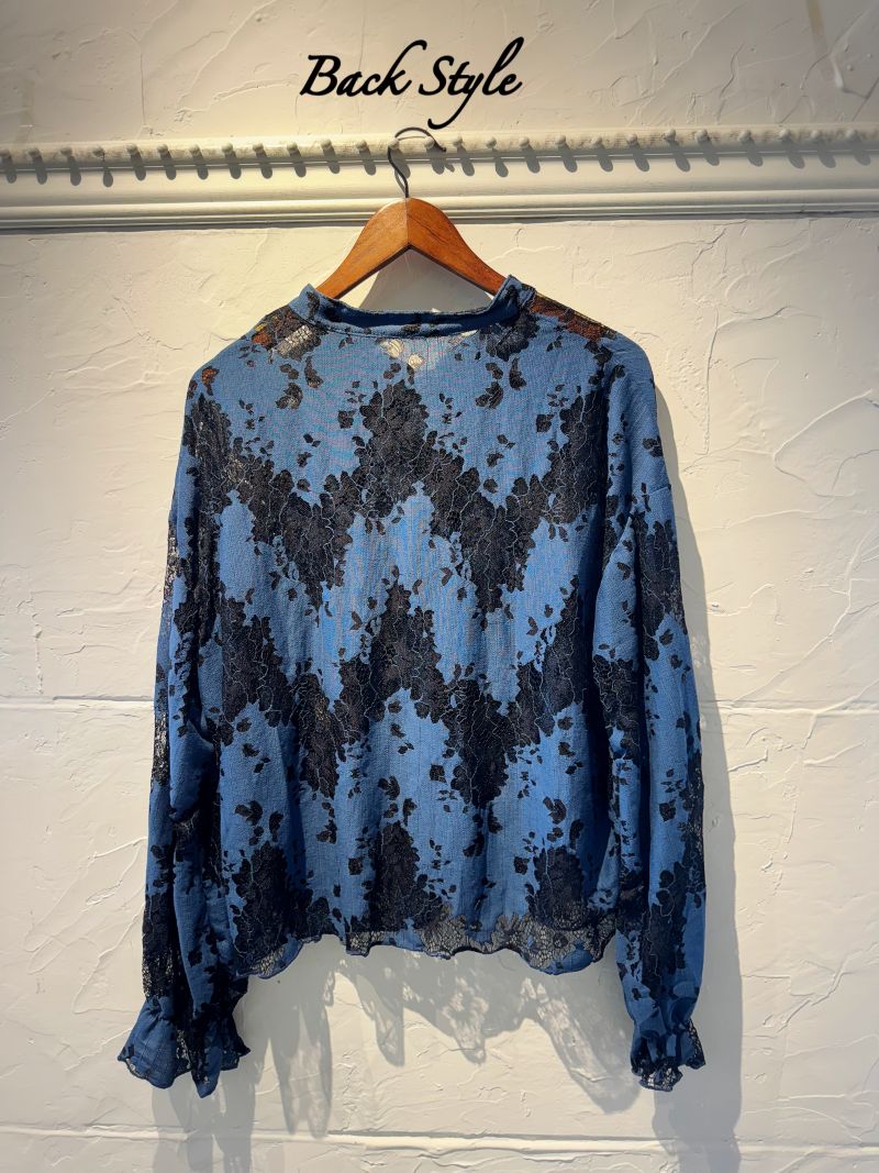 Blue×Blackレースブラウス