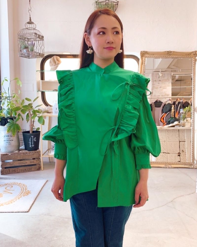 Sideフリルリボンブラウス