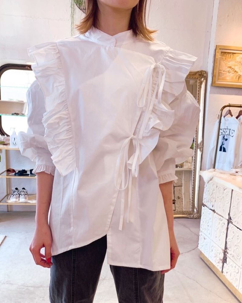 Sideフリルリボンブラウス